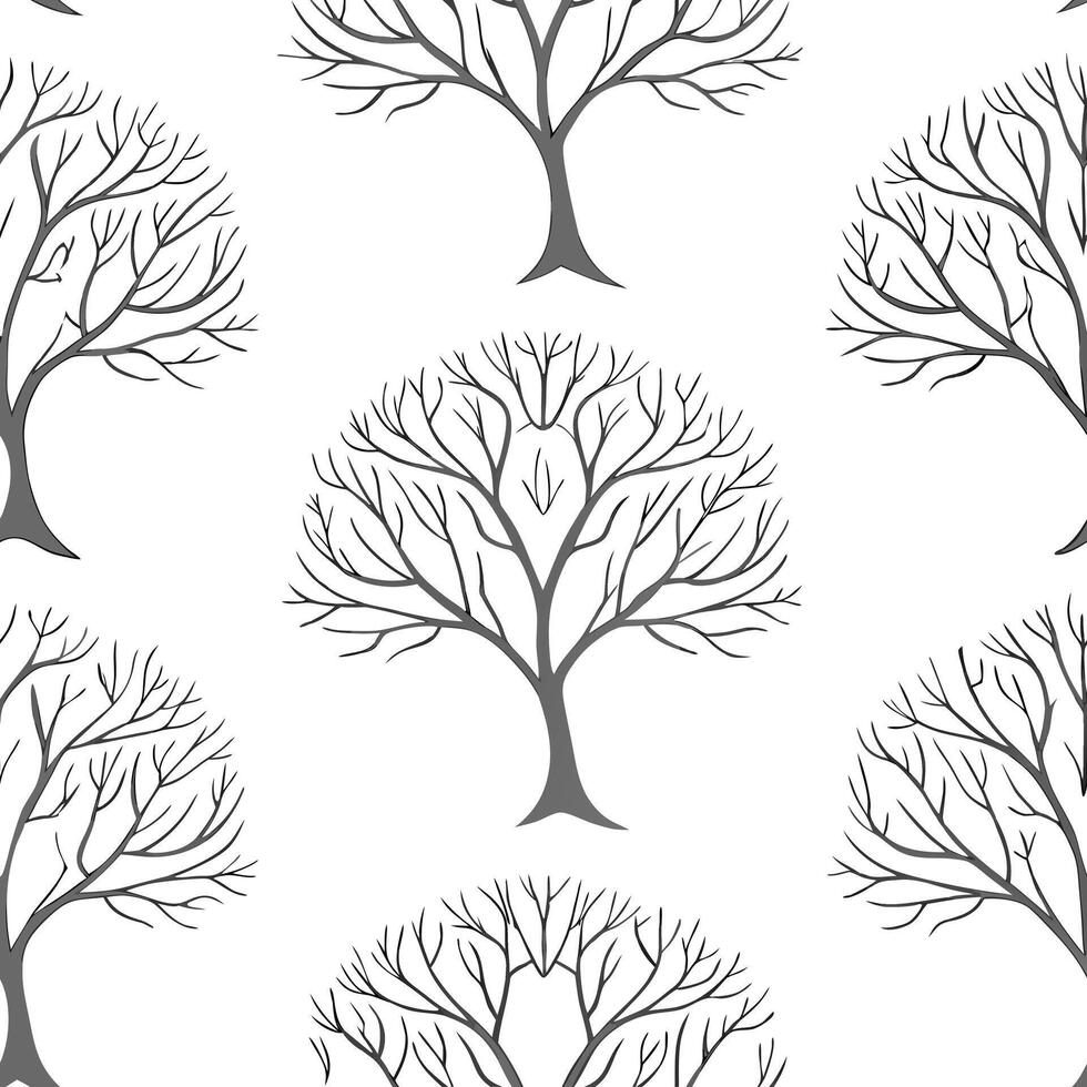 White tree of life tiles concept as Seamless pattern of minimalist white tree of life outlines Camera slowly pans up the trees revealing intricate branches Symbolizes mental heal Clean Pro vector