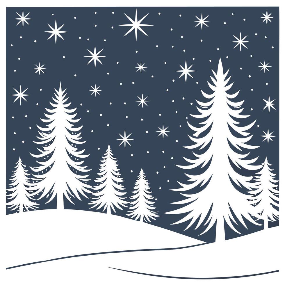 Winter nights seamless pattern with soft snowflakes frosty landscapes and star filled skies for a serene night design concept as Serene winter night pattern with soft snowflakes fr Clean Pro vector