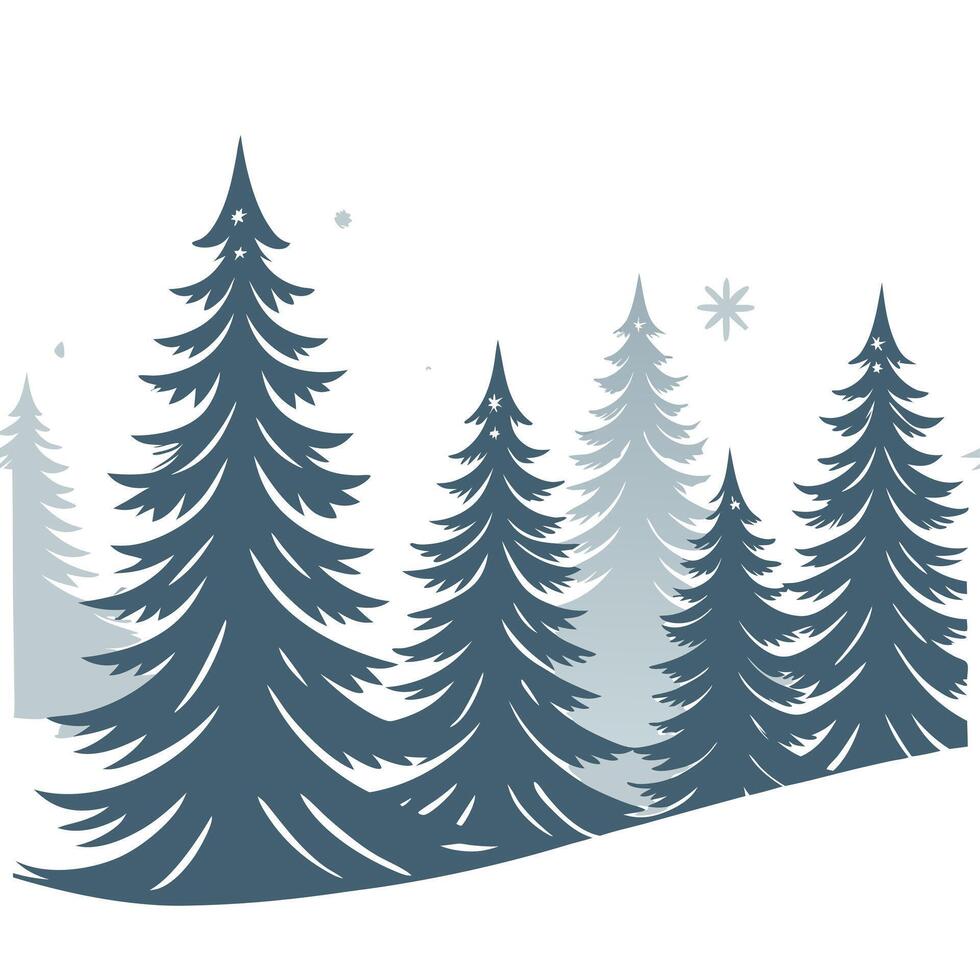 Winter trees seamless pattern with snowy pine trees forest background and soft snowflakes for a quiet winter forest concept as Quiet winter forest pattern with snowy pine trees sof Clean Pro vector