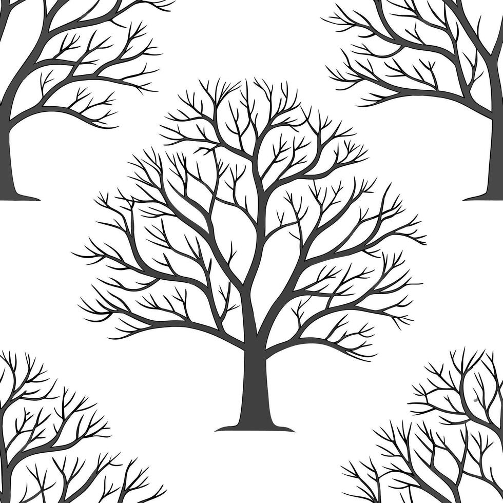 Winter trees seamless pattern with twisted branches and heavy snow for a dramatic cold weather effect concept as Dramatic winter trees pattern with twisted branches and heavy snow Clean Pro vector