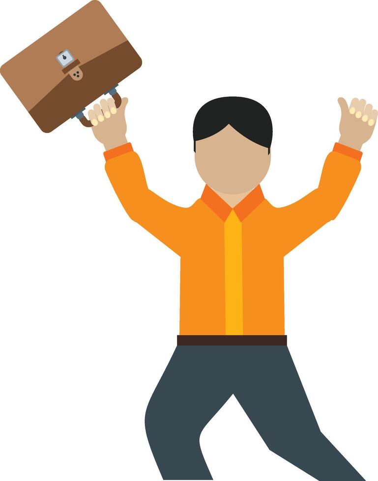 A man is jumping with his hands up in the air vector