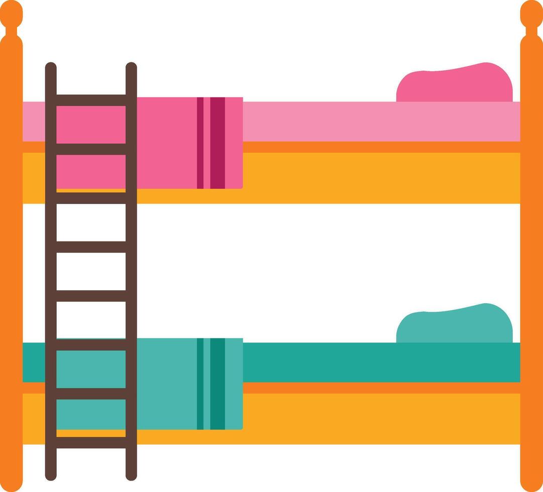 Bunk bed with two beds and a ladder vector