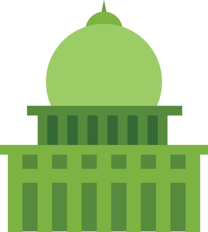 A green building with a dome on top vector