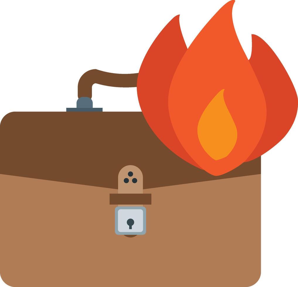 Fire and suitcase icon vector