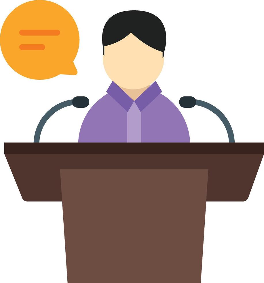 Speaker at podium with speech bubble vector