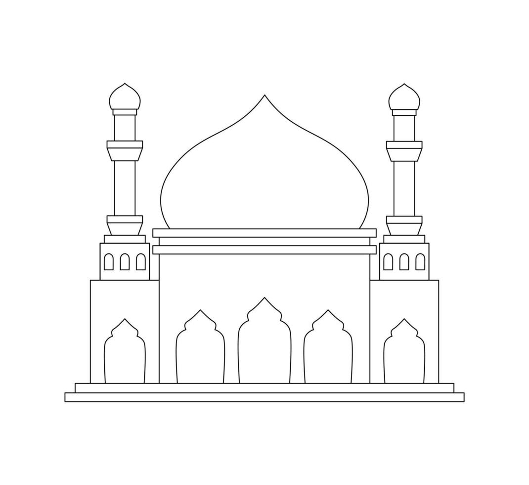 Minimalist Mosque Outline Art Design vector