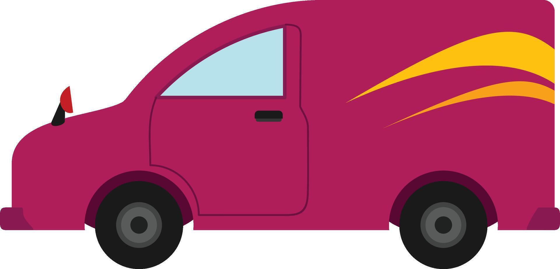 A pink delivery van with a yellow stripe vector