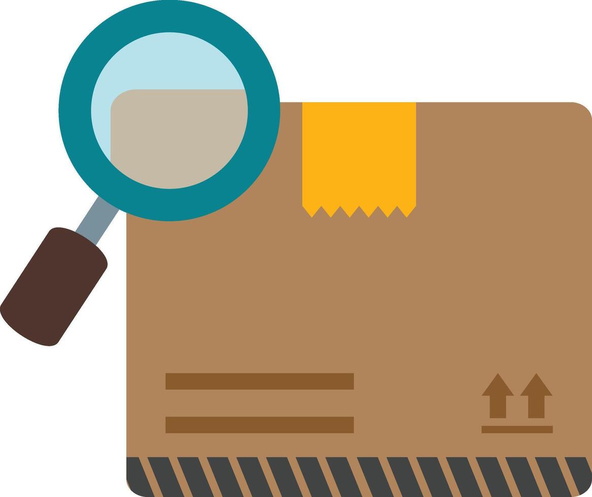 A magnifying glass is over a brown box vector