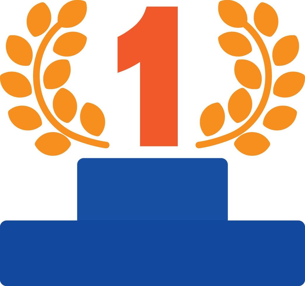 The first place award is shown on a blue and orange background vector