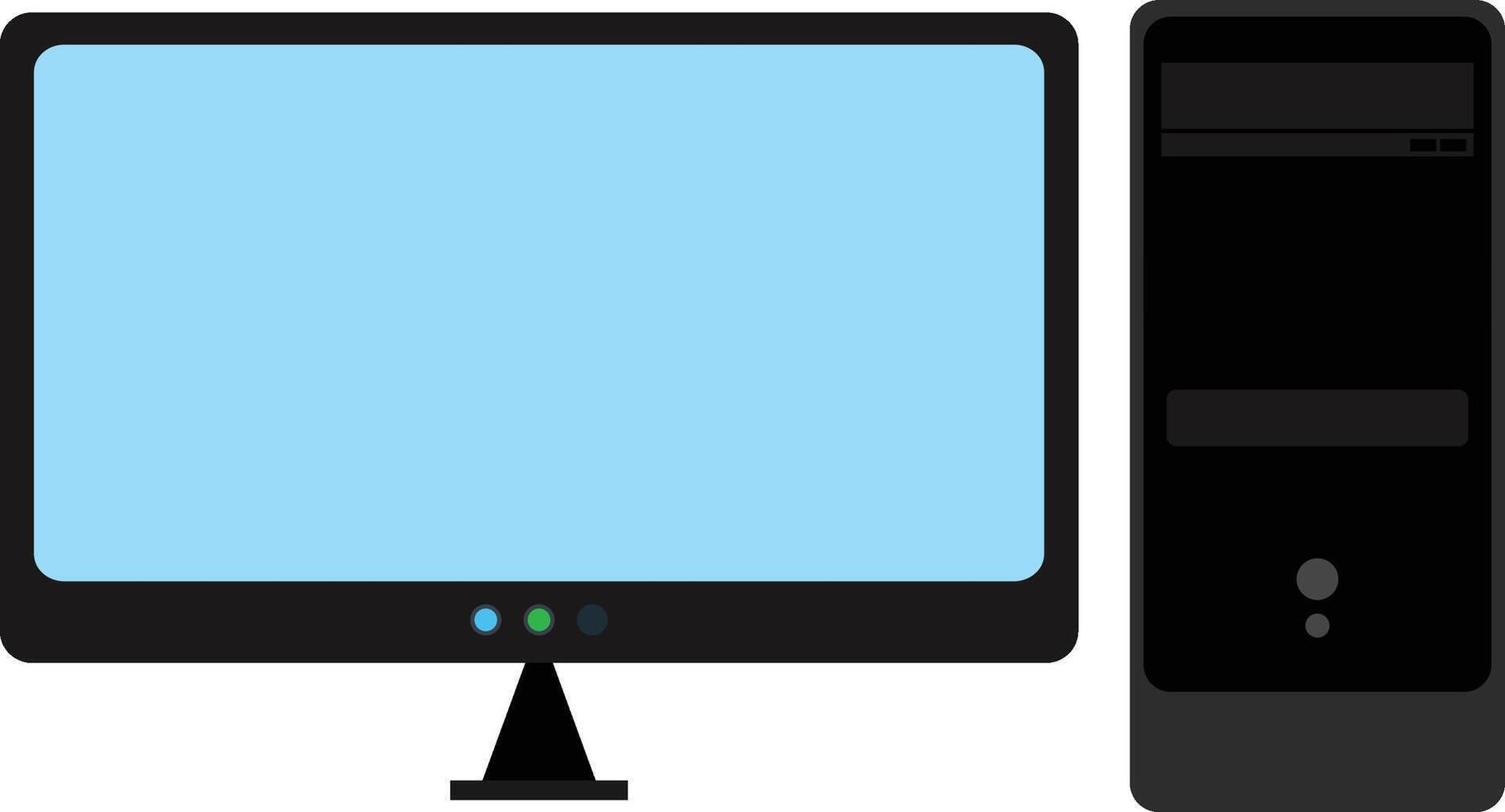 Computer monitor and computer tower vector