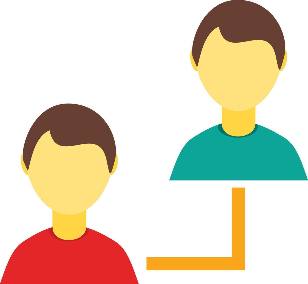 Two people are connected by a line vector