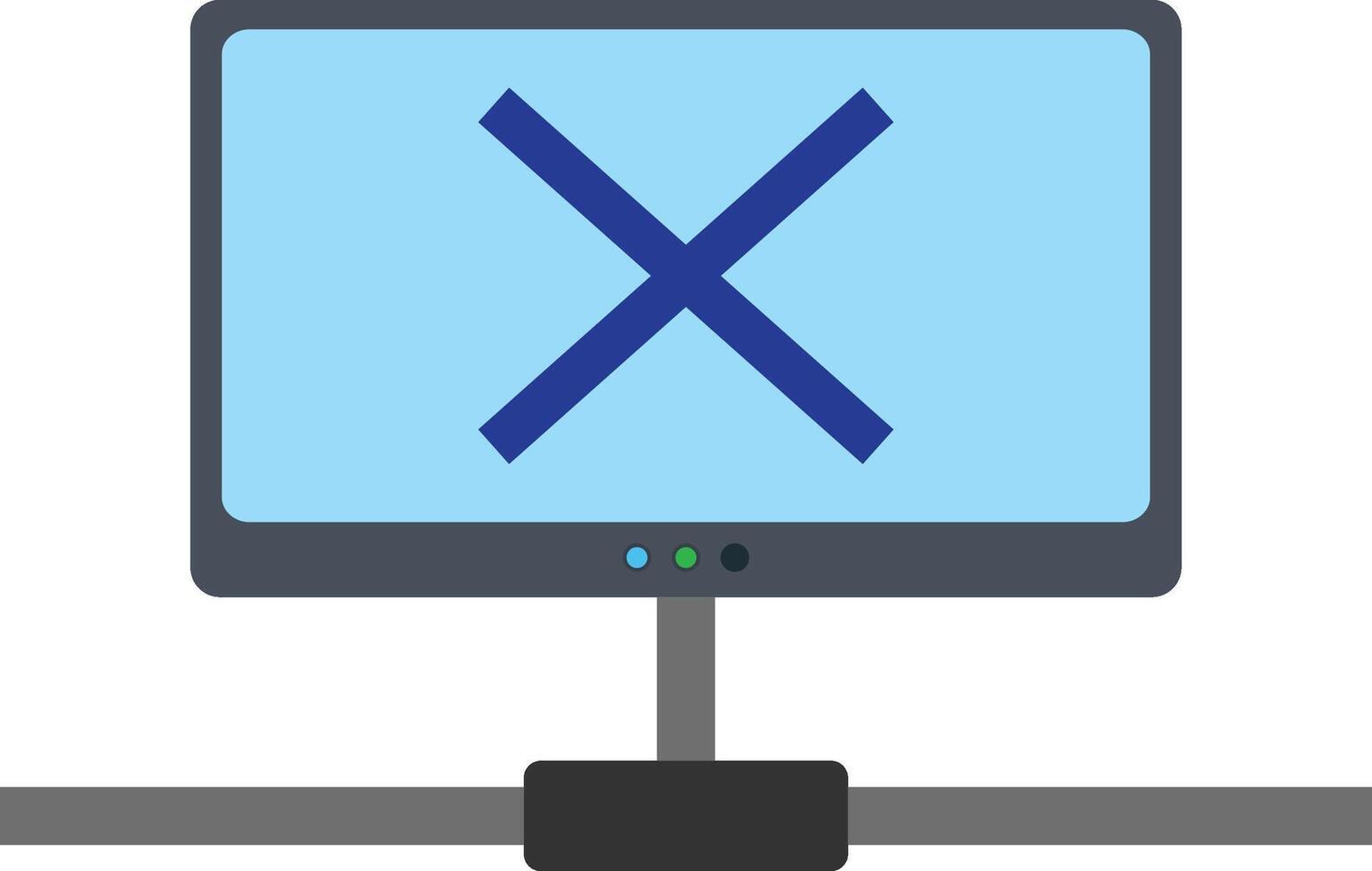 A computer monitor with an x on it vector