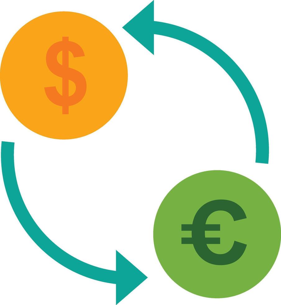 A dollar and euro symbol in a circle vector