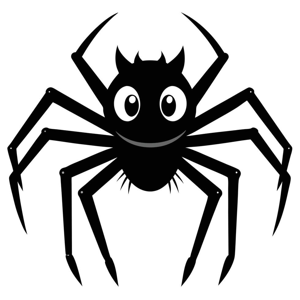 Cheerful Cartoon Spider With Eight Legs And Spooky Horns Illustration vector
