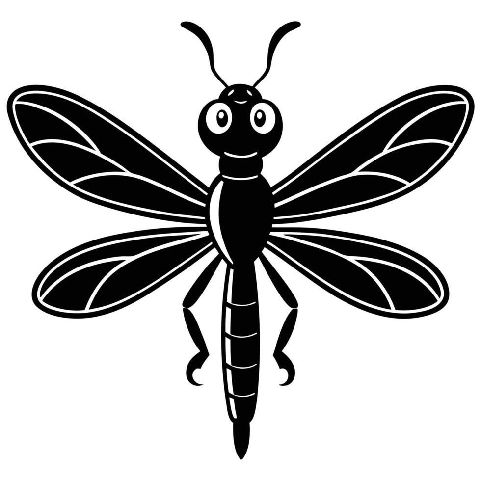Cartoon Dragonfly Illustration Cute Insect With Big Eyes And Wings vector