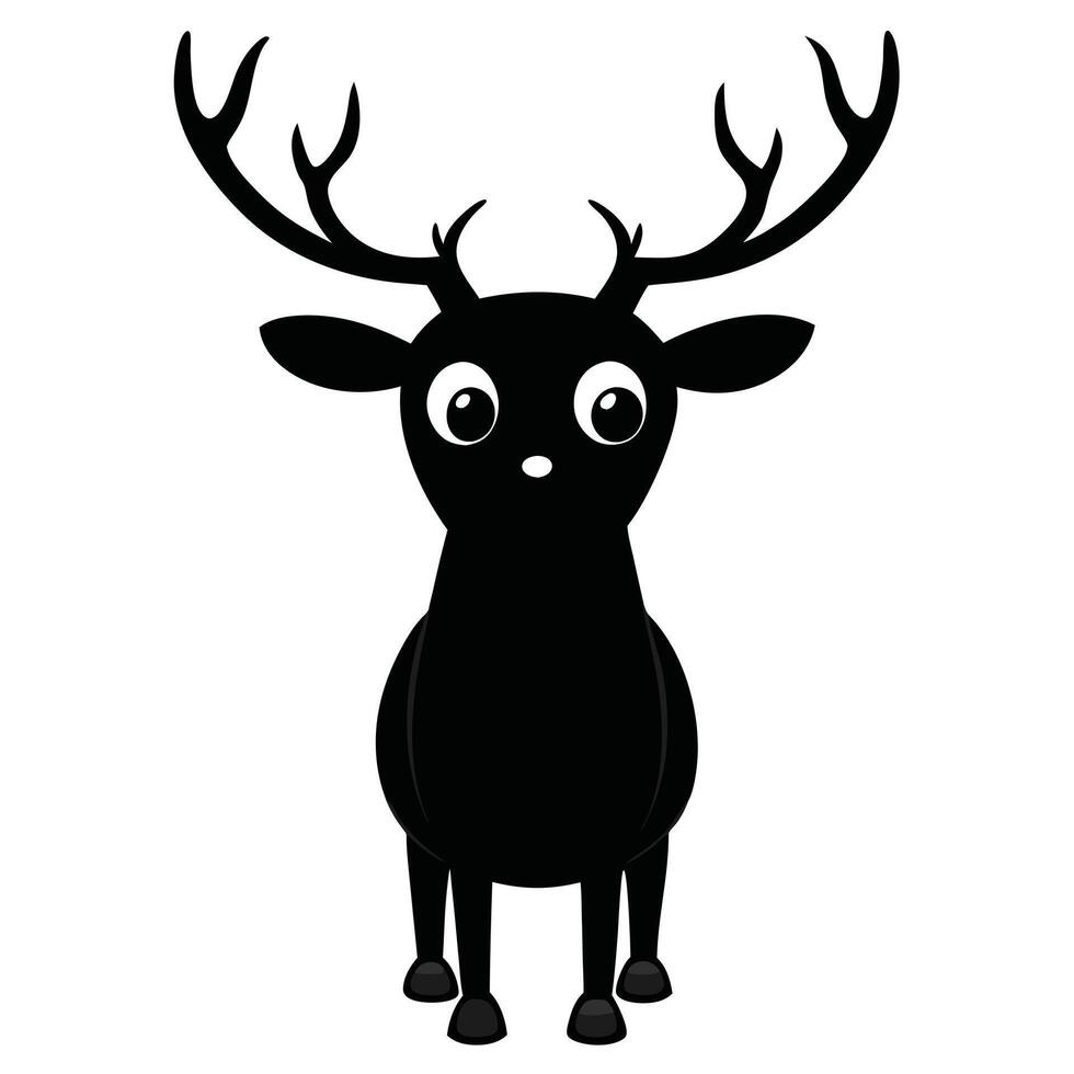 Cute Black Deer Cartoon Illustration Animal Icon Graphic Simple Design vector