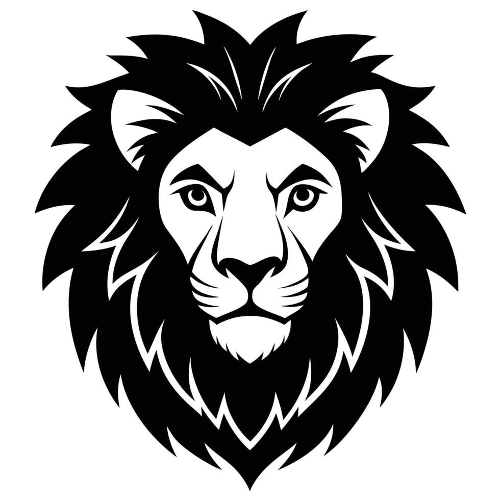 Lion Head Illustration Black And White Graphic Style Design Icon vector