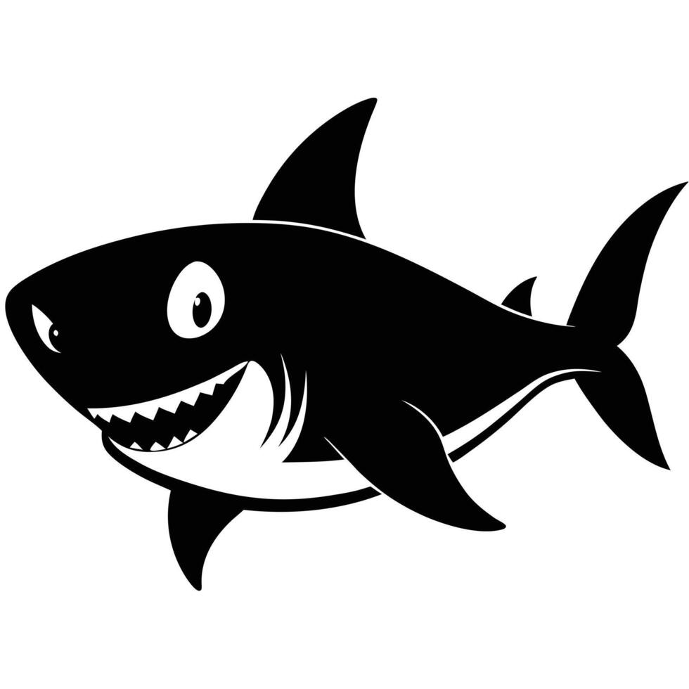 Cartoon Shark Silhouette Illustration Friendly Design Image Stock Art vector