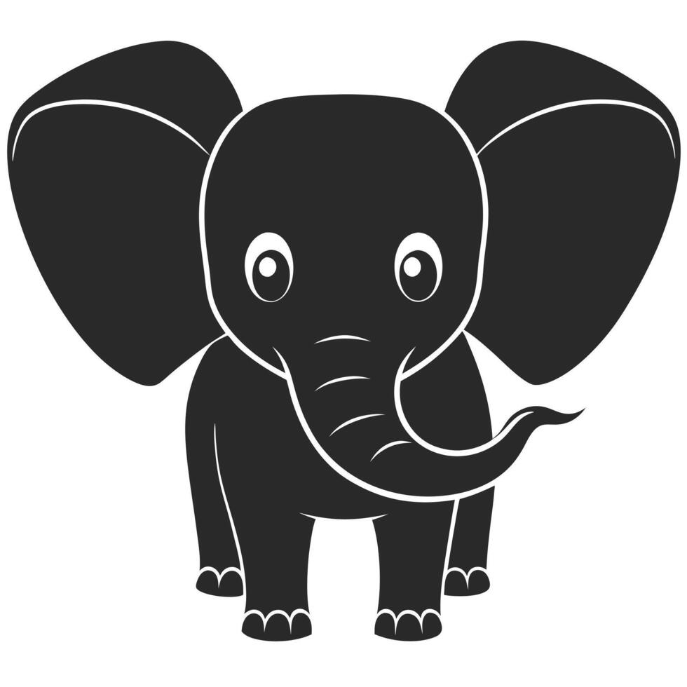 Simple Black And White Elephant Illustration For Childrens Book Projects vector