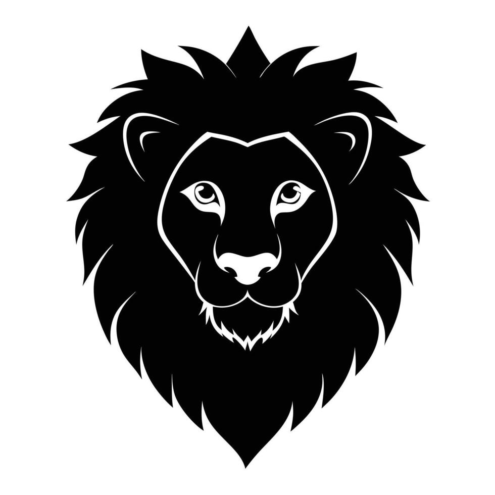 Black And White Lion Head Illustration Roaring With Power Graphic Design vector