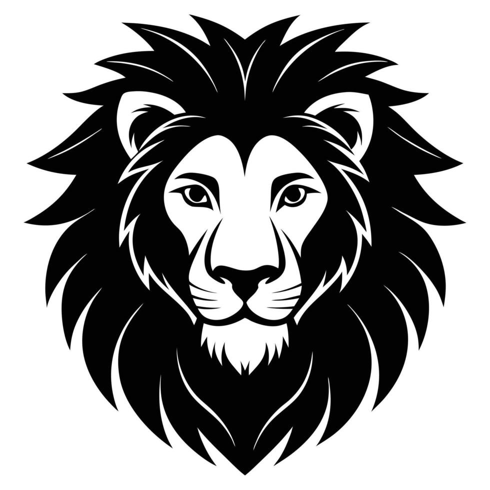Lion Head Silhouette Illustration Wild Cat Graphic Design Element vector