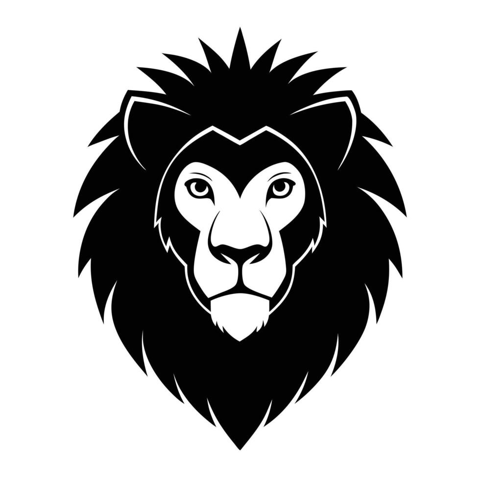 Lion Head Illustration Majestic Feline Graphic Black And White Design vector