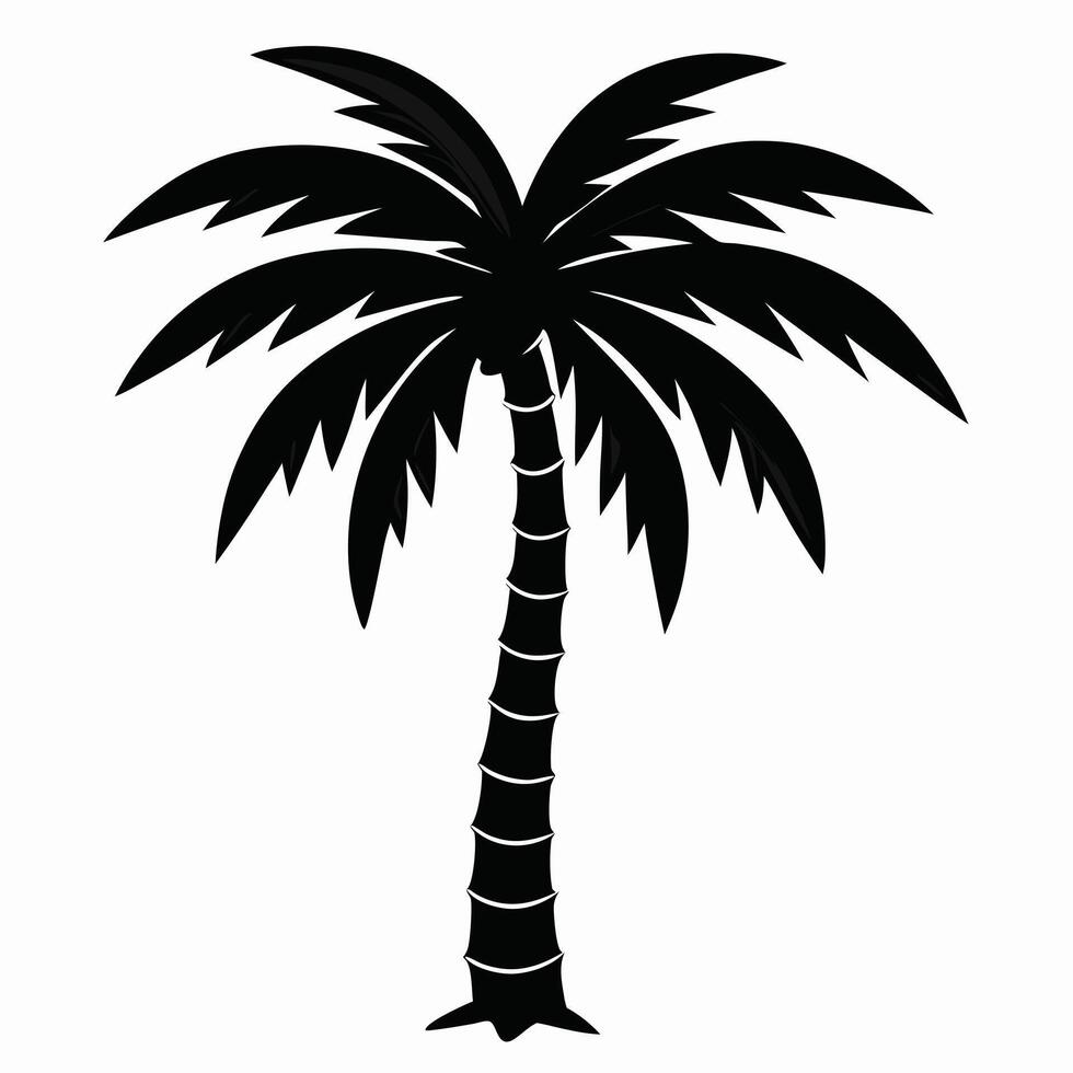 Isolated Black Silhouette Of A Palm Tree On A White Background Illustration vector