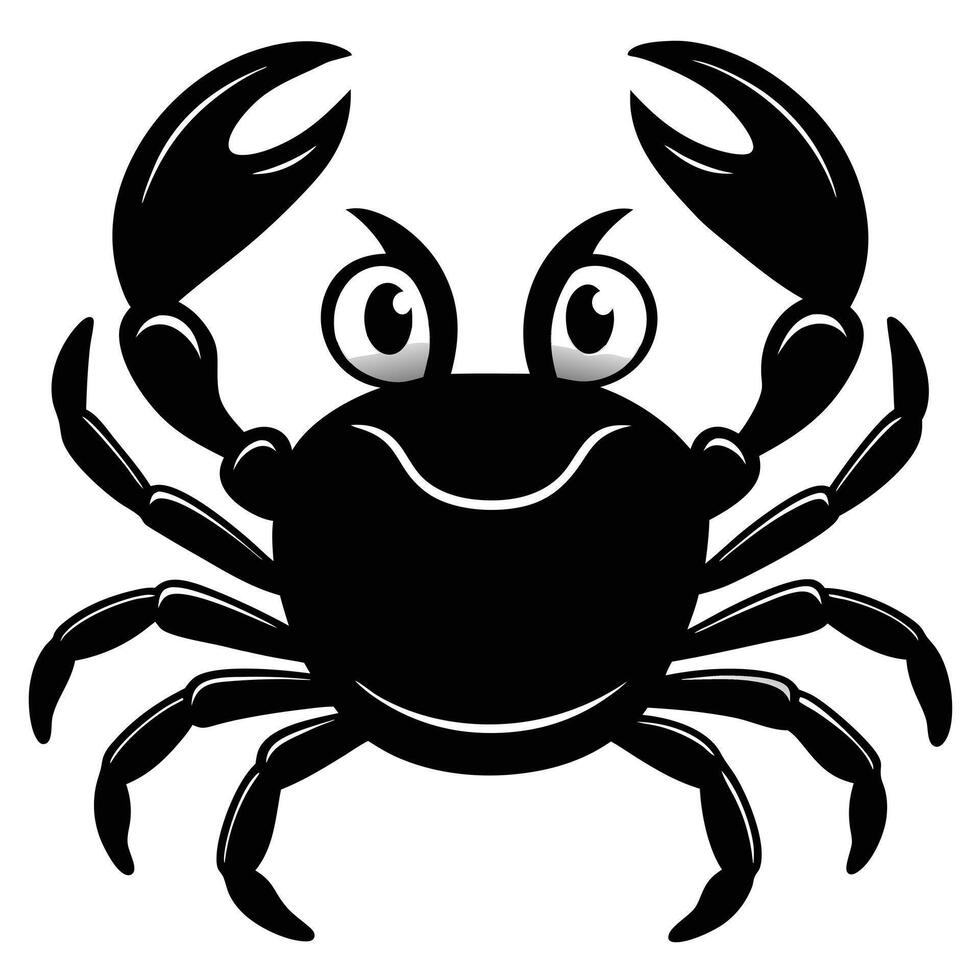 Cartoon Crab Black And White Illustration Seafood Character Mascot Graphic vector