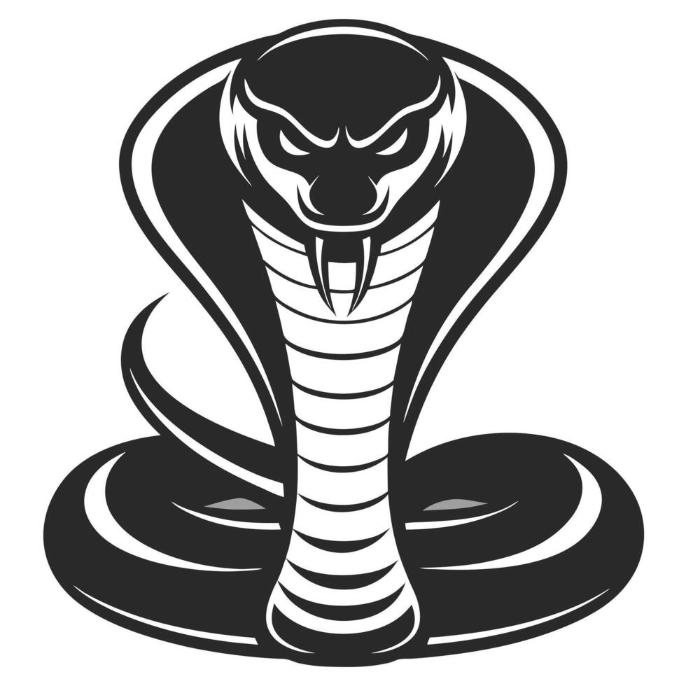 Stylized Cobra Illustration With Menacing Eyes And Raised Hood Ready To Strike vector