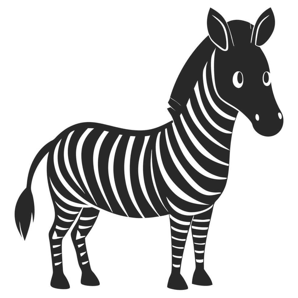 Cartoon Zebra Illustration In Black And White Simple Design vector