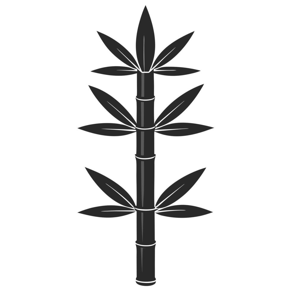 Black Bamboo Plant Isolated On White Minimalist Tropical Design Element vector