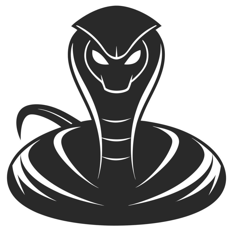 Cobra Snake Silhouette With Hooded Head Illustration Template Design vector