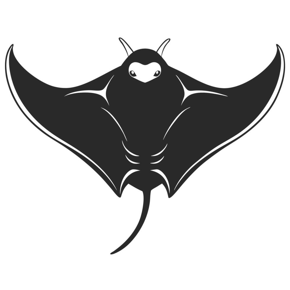 Silhouette Manta Ray Graphic Illustration Aquatic Wildlife Sea Creature Conservation Design vector