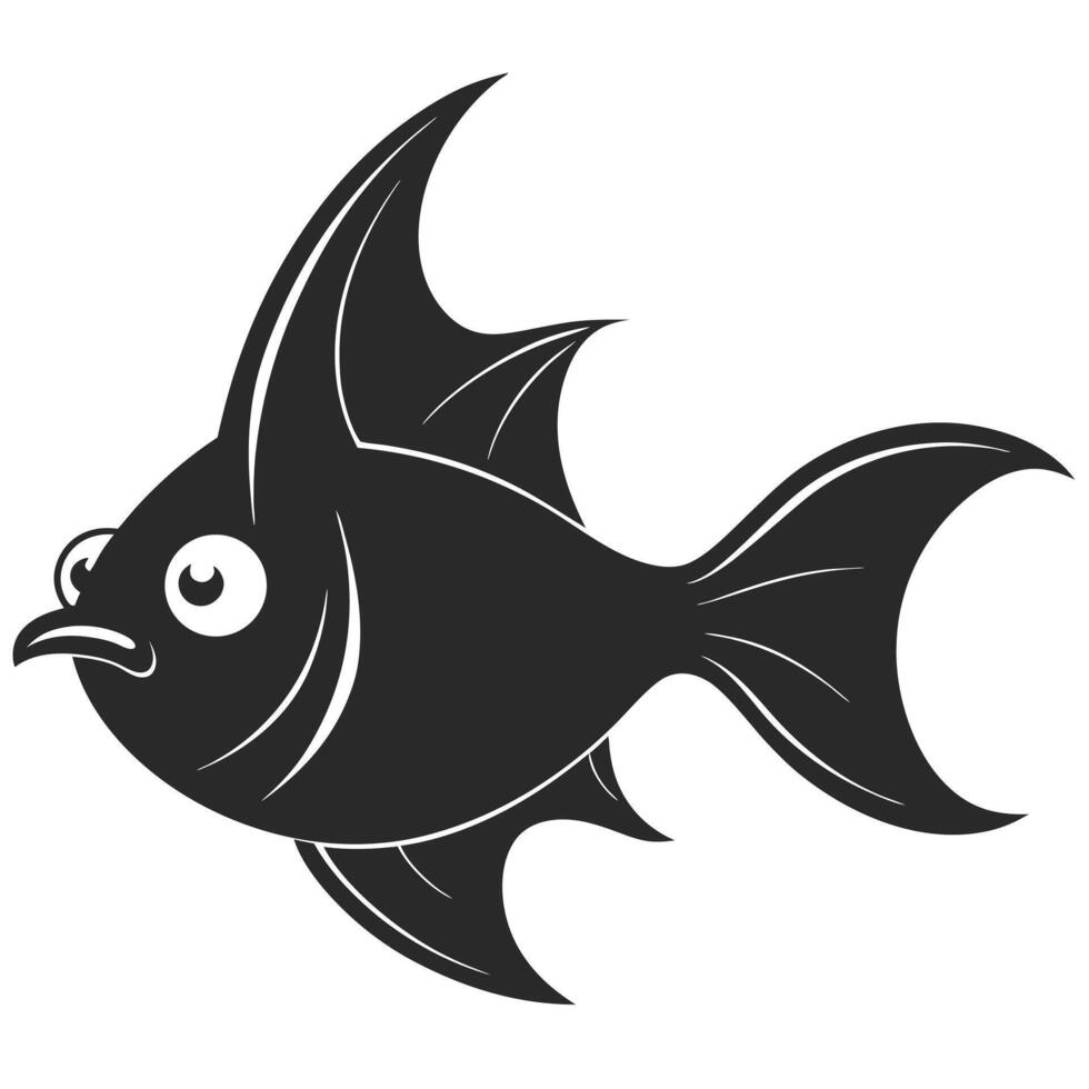 Cartoon Exotic Fish Monochrome Illustration For Childrens Books And Designs vector