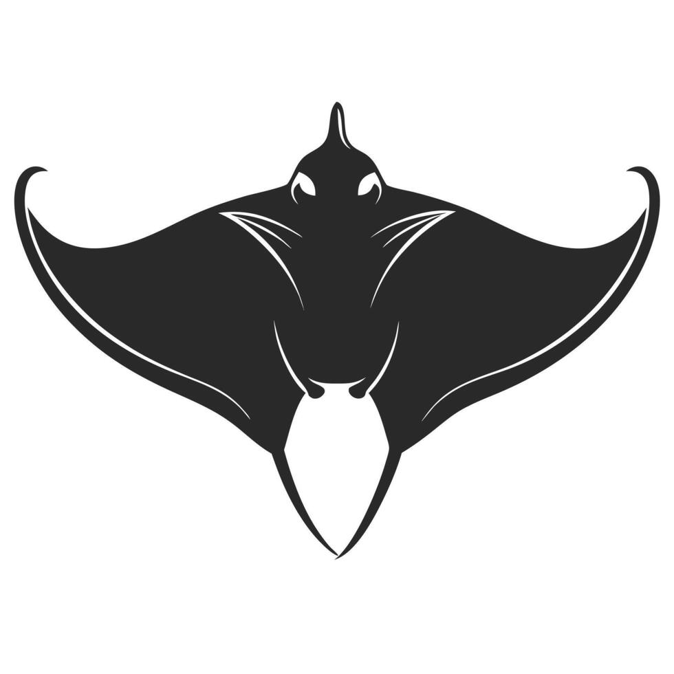 Elegant Minimalist Black And White Stingray Illustration Design Element vector