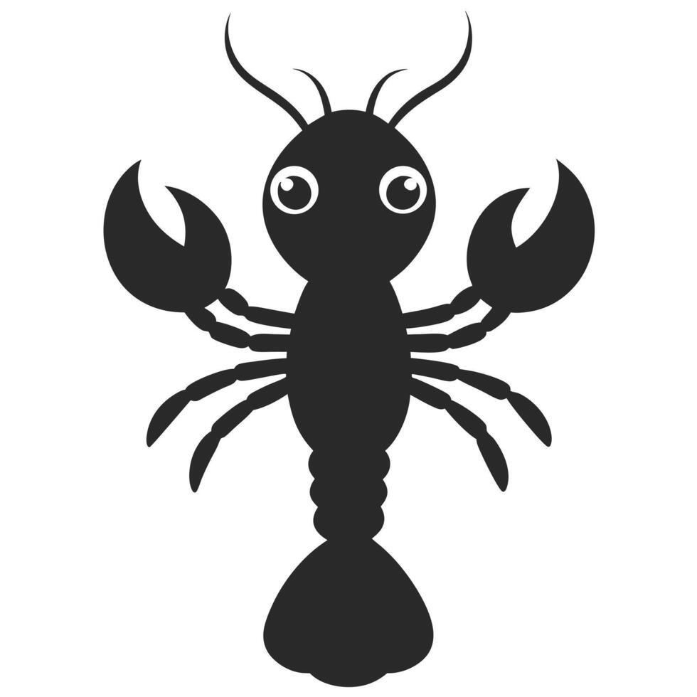 Cute Lobster Silhouette Graphic Simple Illustration For Kids Designs vector