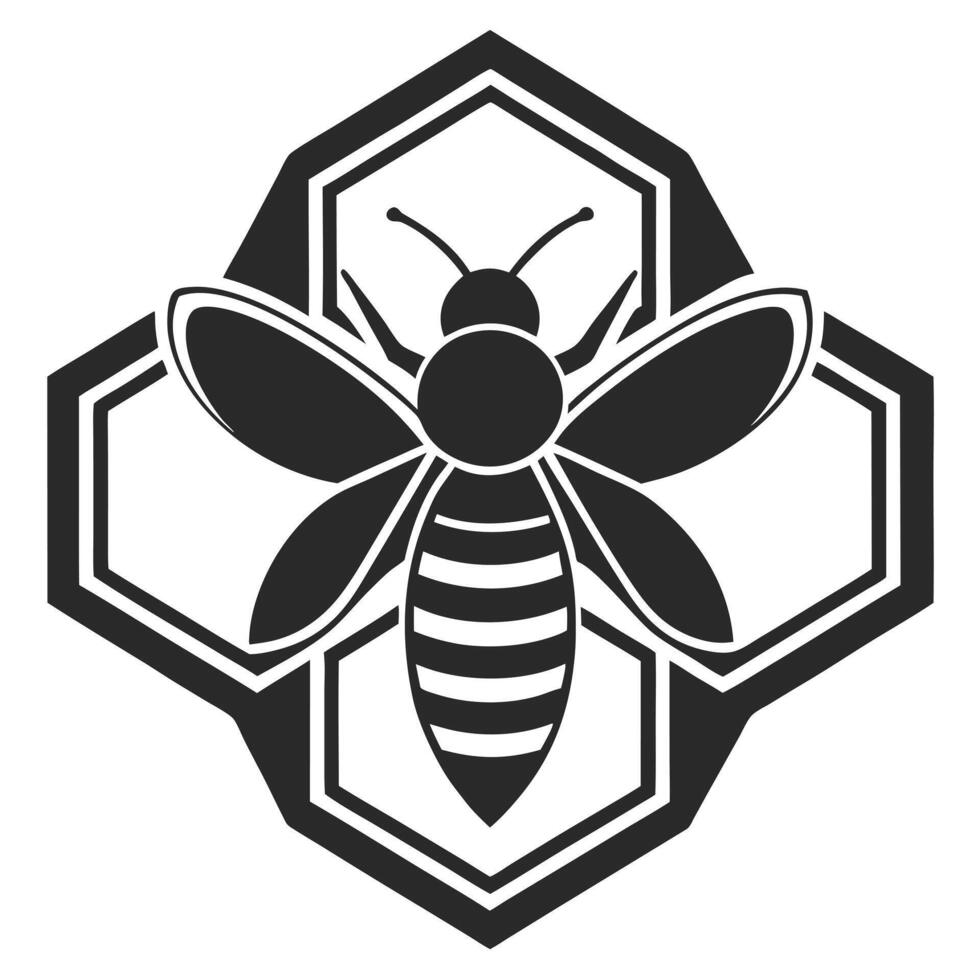 Illustration Of A Honey Bee In A Honeycomb Frame Design vector