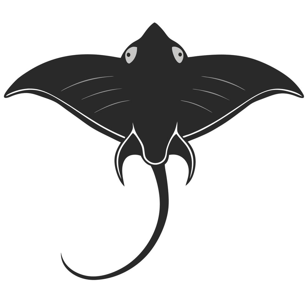 Graphic Black Stingray Illustration Isolated On White Background Aquatic Wildlife vector