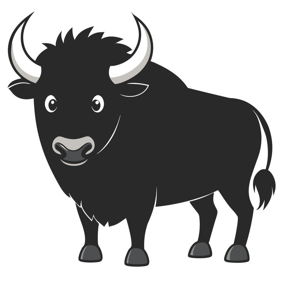 Cute Cartoon Black Bull Illustration For Children And Graphic Design Projects vector