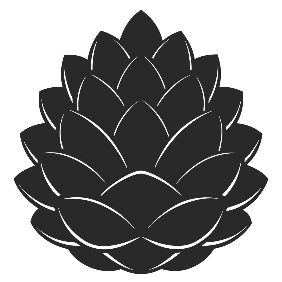 Black Silhouette Hop Cone Isolated On White Background Simple Design vector