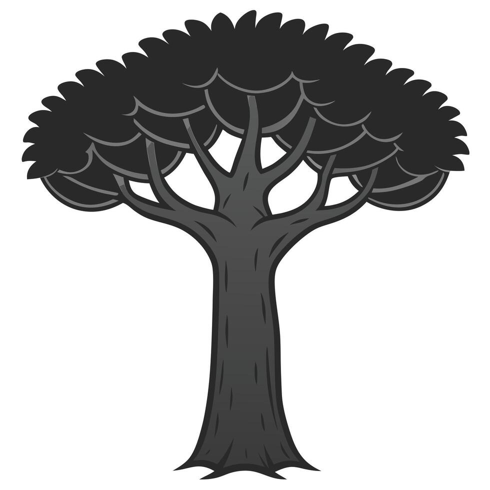 Stylized Black And Gray Tree Illustration For Nature Backgrounds And Graphic Design Projects vector