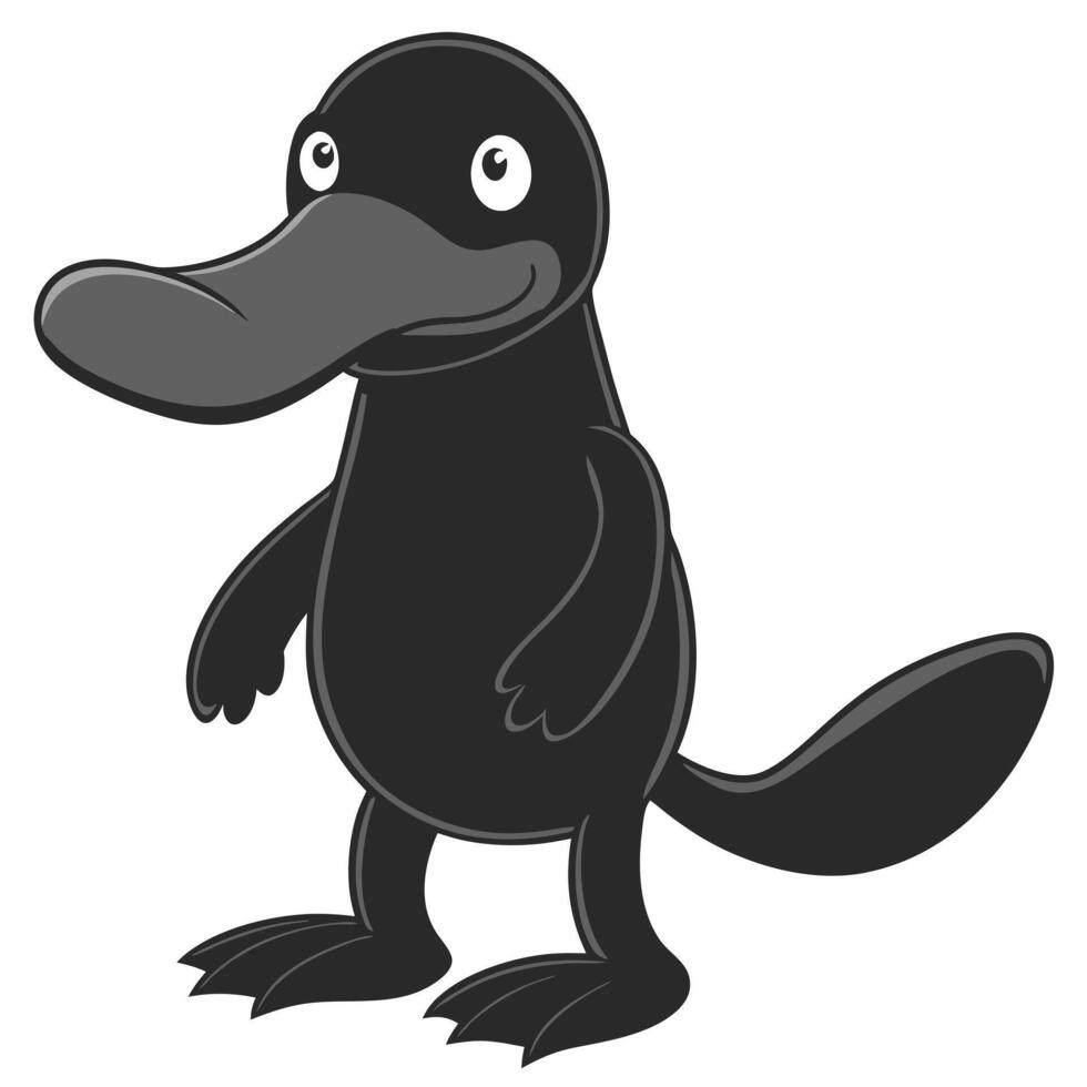 Cute Cartoon Platypus Standing Isolated On White Background Animal Illustration vector