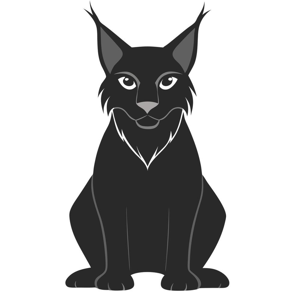 Stylized Black Lynx Illustration With Detailed Features And Isolated On White vector