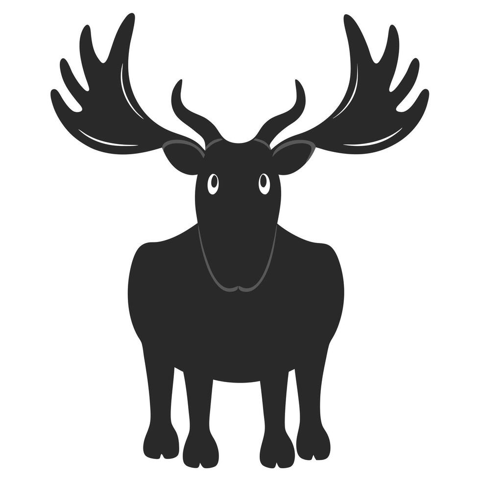 Simple Cartoon Moose With Antlers Isolated On White Background Graphic vector