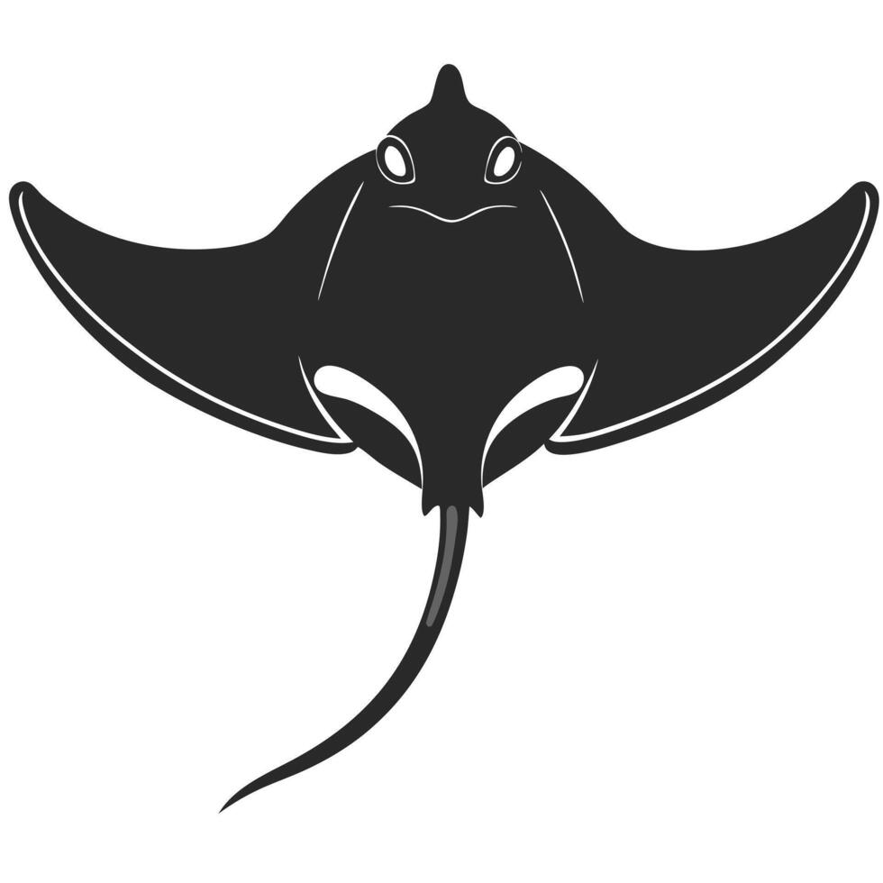 Elegant Dark Stingray Graphic Illustration Aquatic Animal Icon Design vector
