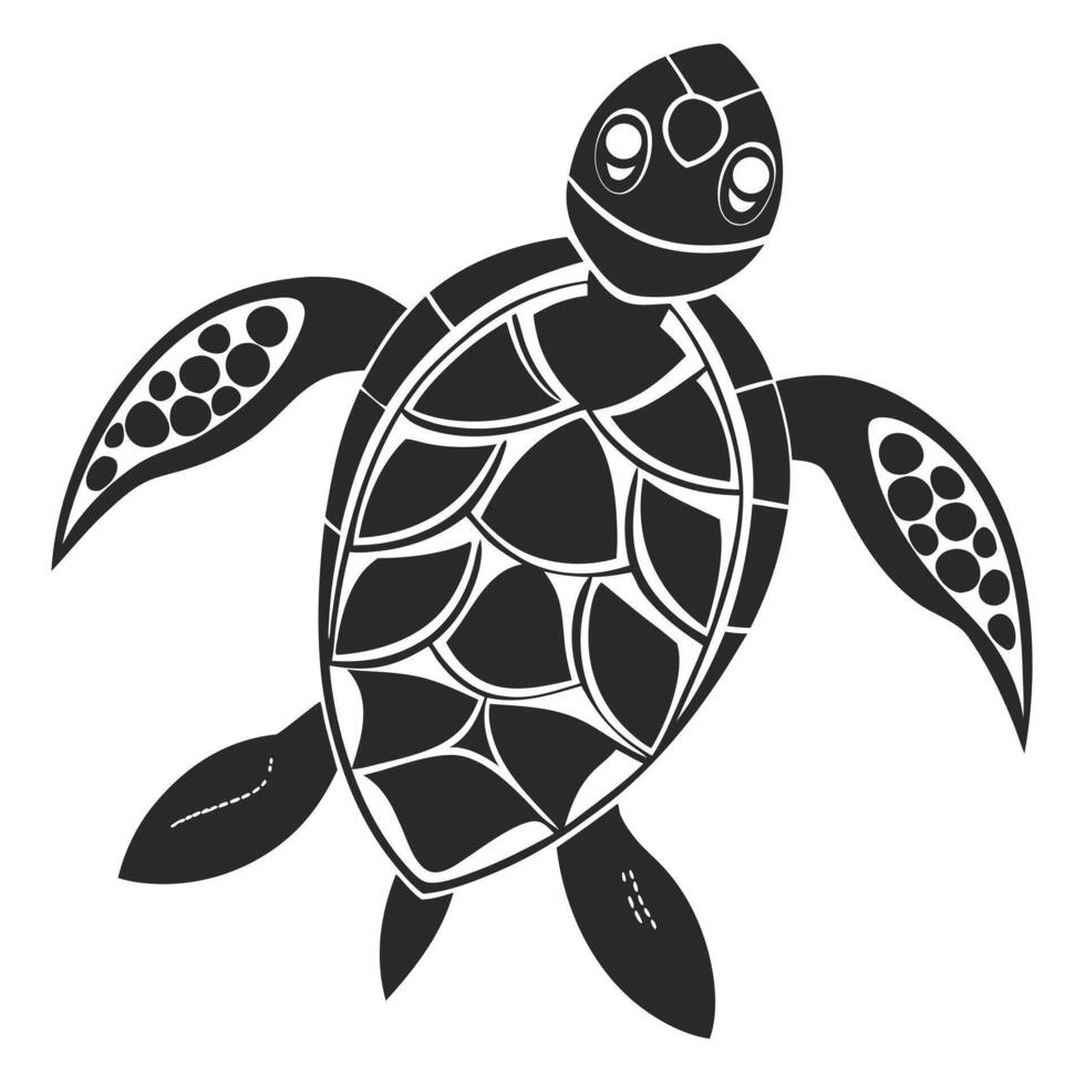 Stylized Sea Turtle Black And White Illustration For Graphic Design Projects vector