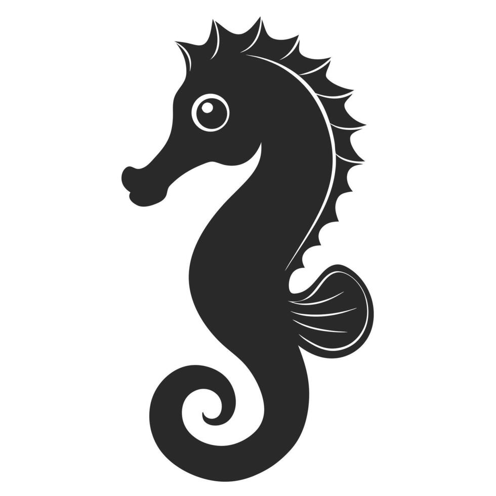 Simple Graphic Illustration Of A Black Seahorse On White Background vector