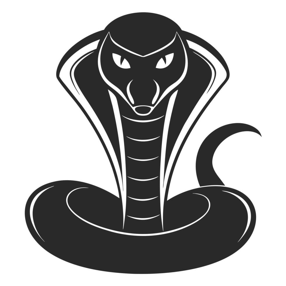 Striking Cobra Snake Illustration In Minimalist Black And White Style vector