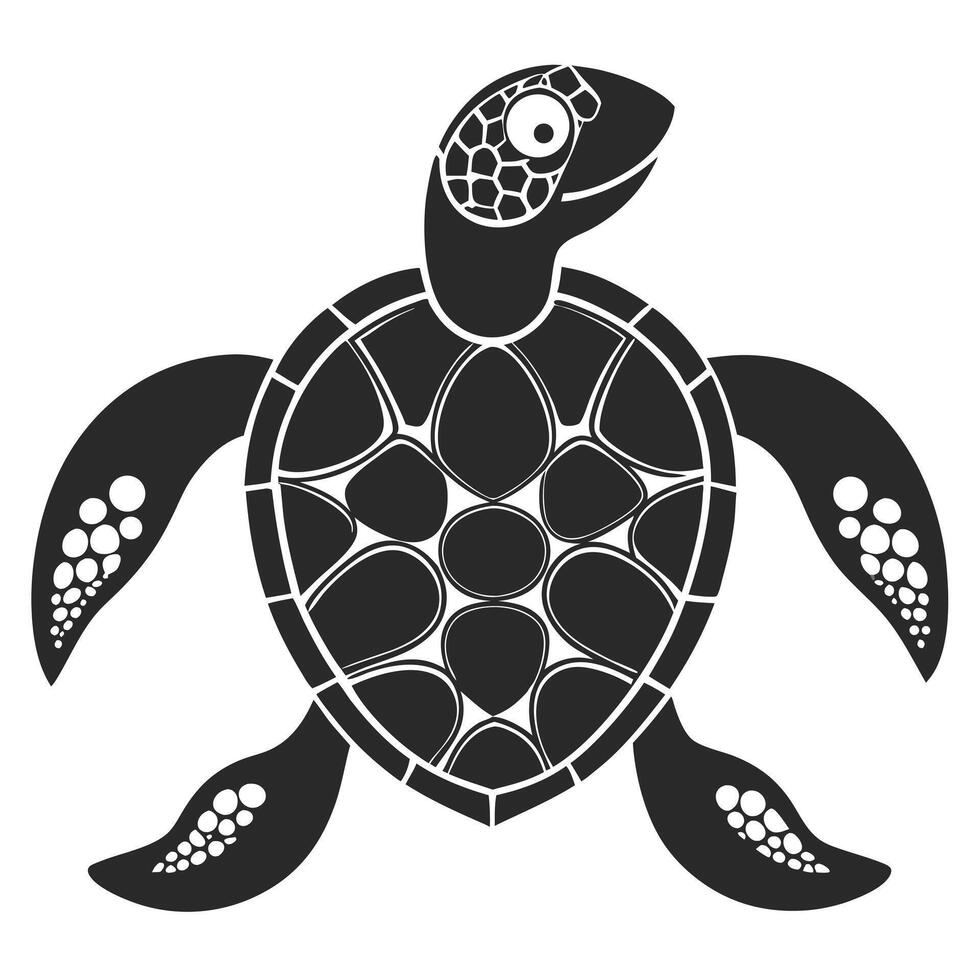 Sea Turtle Monochrome Graphic Illustration Art For Digital Designs vector