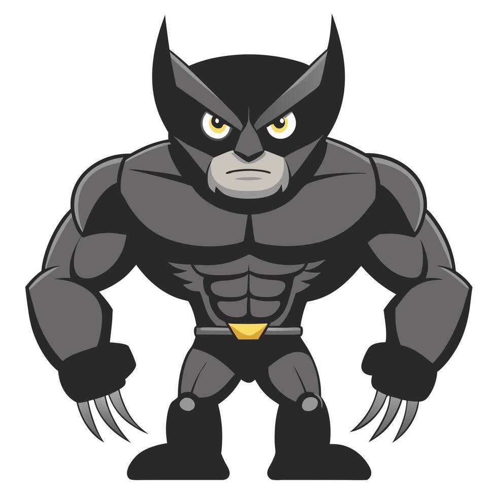 Cartoon Superhero Wolverine Character Isolated On White Background Illustration vector